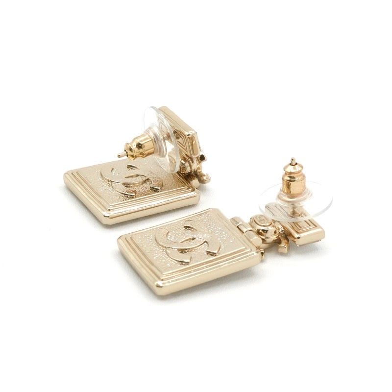Chanel Earrings Gold Coco Mark Rhinestone Perfume Bottle — view 5