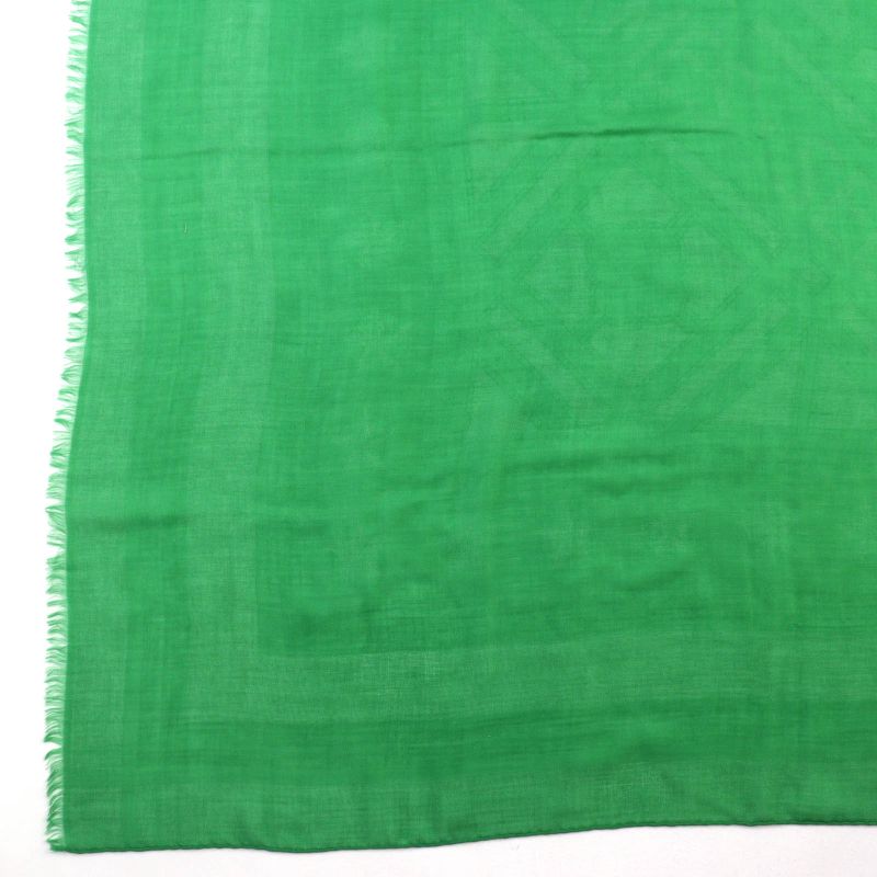 Hermes Sellier Cashmere Silk Fringe Large Shawl Scarf Green — view 6