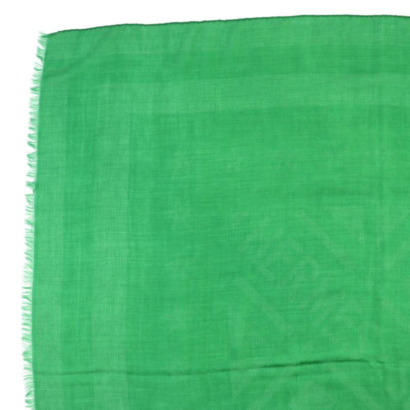 Hermes Sellier Cashmere Silk Fringe Large Shawl Scarf Green — view 3