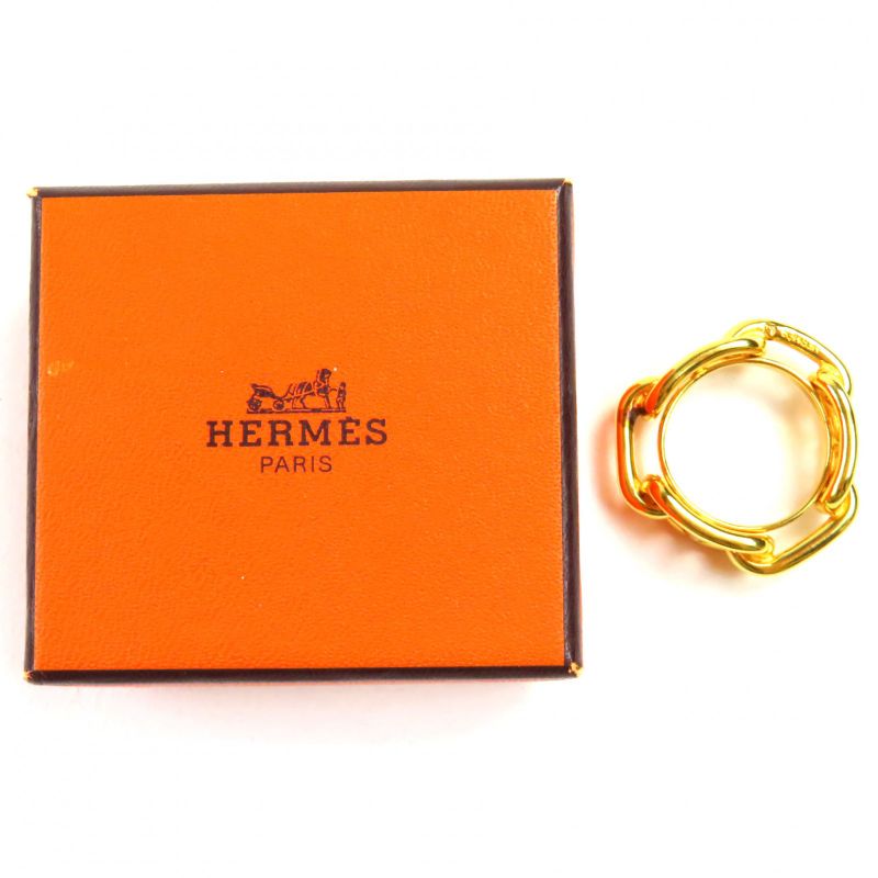 Hermes Lugate Chaine D'ancre GP Scarf Clasp Ring Gold — view 2