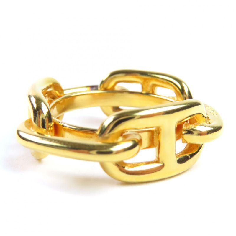 Hermes Lugate Chaine D'ancre GP Scarf Clasp Ring Gold — view 3
