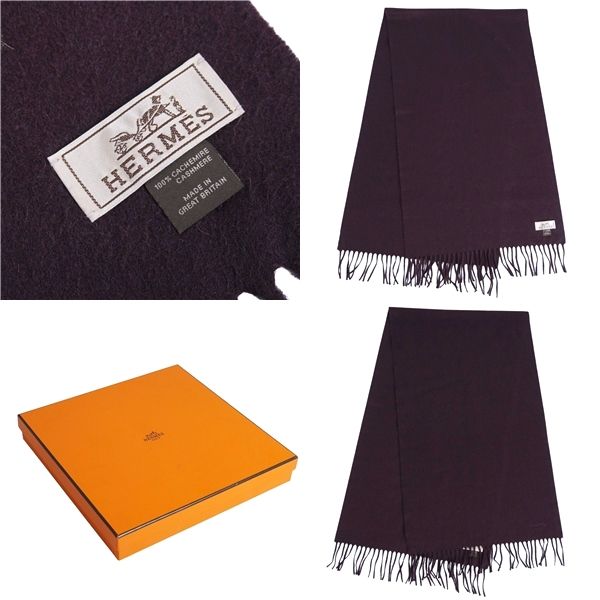 Hermes Scarf Shawl Fringe 100% Cashmere Les — view 6