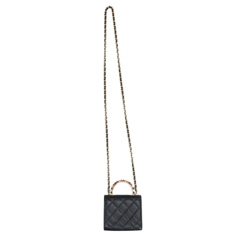 Chanel Mini Quilted Beaded Handle Lambskin Shoulder Bag — view 2