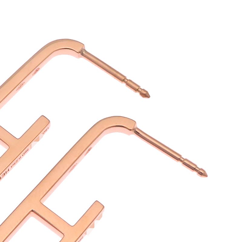 Hermes Rose Gold Chain Link Earrings — view 6