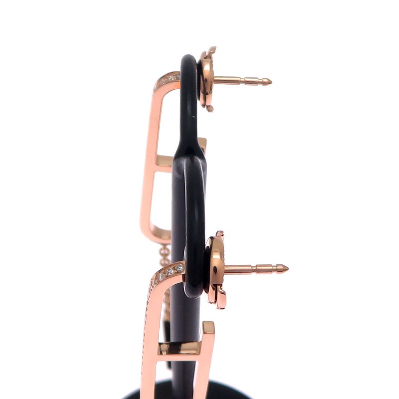 Hermes Rose Gold Chain Link Earrings — view 5