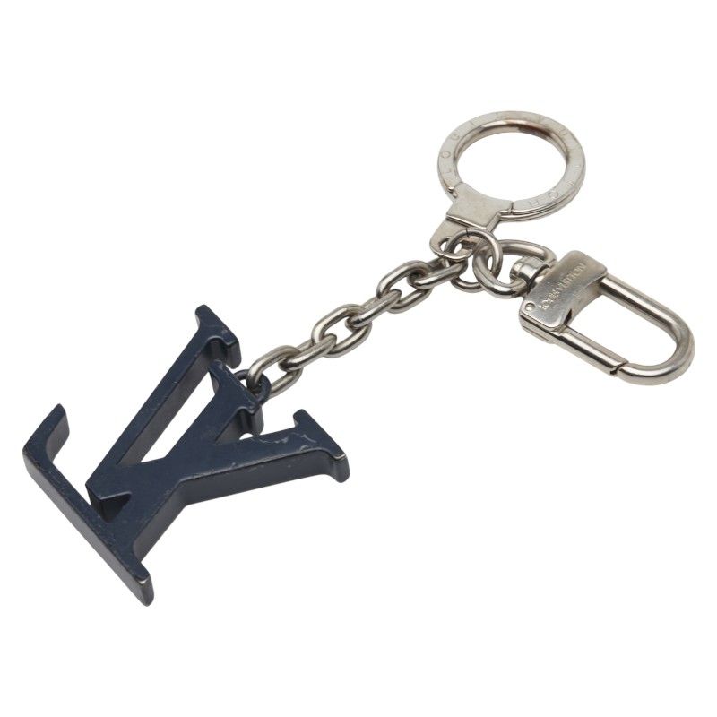 Louis Vuitton Porte Cles Initial Key Holder Charm Bag Silver Navy — view 2