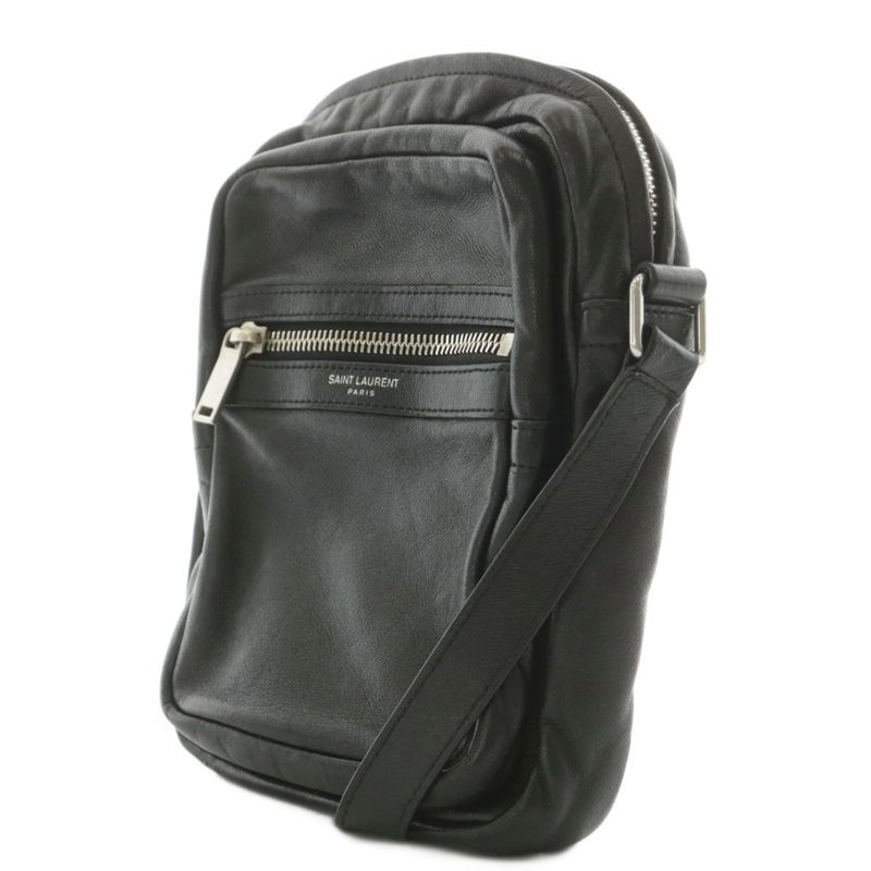 Saint Laurent Paris Shoulder Bag Logo Leather Black An6 aa — view 4