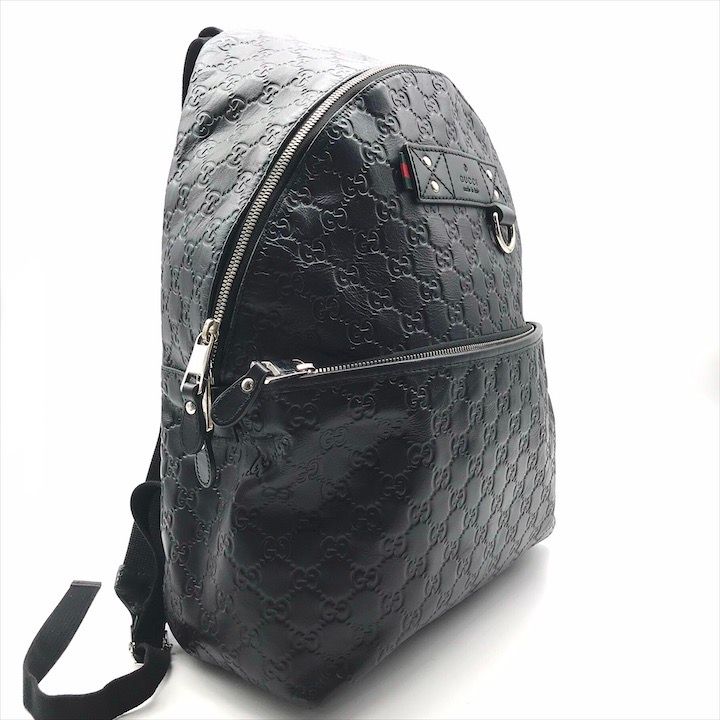 Gucci Guccissima Sherry Line Leather Backpack Black Travel Bag — view 7