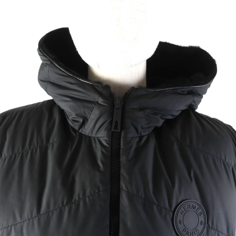 Hermes 24 AW 4 H1233 df Reversible With Serie Patch Leather Lamb Fur Down — view 4