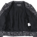 Chanel Wool Alpaca Blend Button Ribbon Tweed Collarless Zip-up — view 4