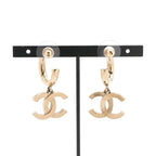 Chanel Earring Gold Pink Coco Mark Hoop Earrings — view 9