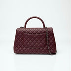 Chanel Bag Shoulder Caviar Leather Bordeaux Silver Quilted Coco Handle