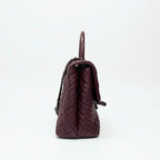 Chanel Bag Shoulder Caviar Leather Bordeaux Silver Quilted Coco Handle