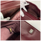 Chanel Bag Shoulder Caviar Leather Bordeaux Silver Quilted Coco Handle