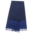 Hermes S Allumet Pocket 100% Cashmere Marine Cobalt Leather Tag Fringe — view 2