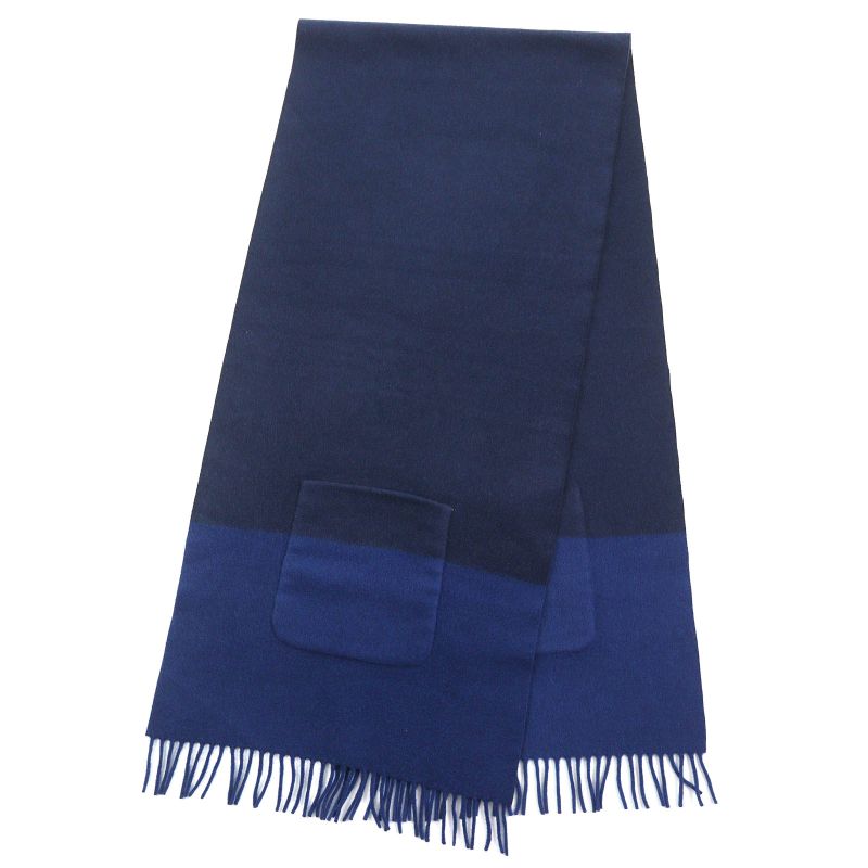 Hermes S Allumet Pocket 100% Cashmere Marine Cobalt Leather Tag Fringe — view 2