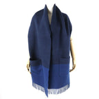 Hermes S Allumet Pocket 100% Cashmere Marine Cobalt Leather Tag Fringe — view 3