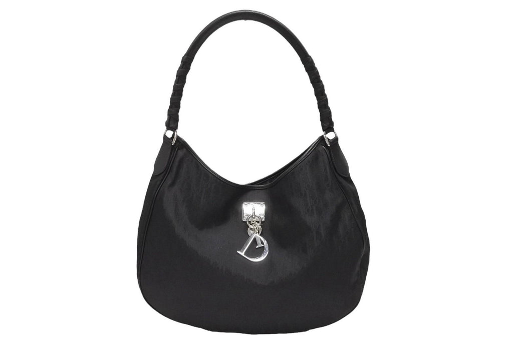 Dior Trotter Shoulder Bag Canvas Black Silver