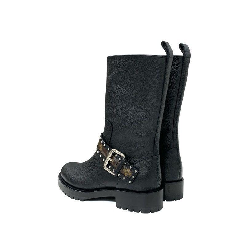 Louis Vuitton Monogram Boots Short Shoes Leather Black Brown Logo Belt — view 4