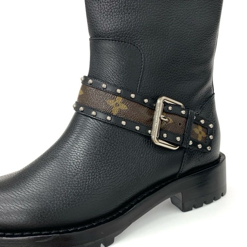 Louis Vuitton Monogram Boots Short Shoes Leather Black Brown Logo Belt — view 9