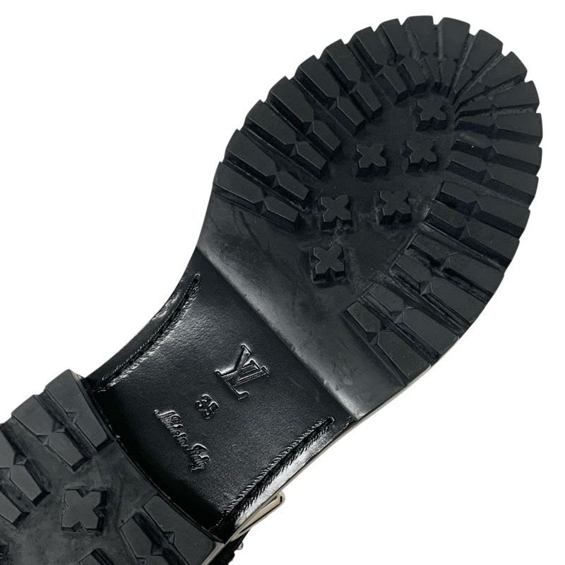 Louis Vuitton Monogram Boots Short Shoes Leather Black Brown Logo Belt — view 8