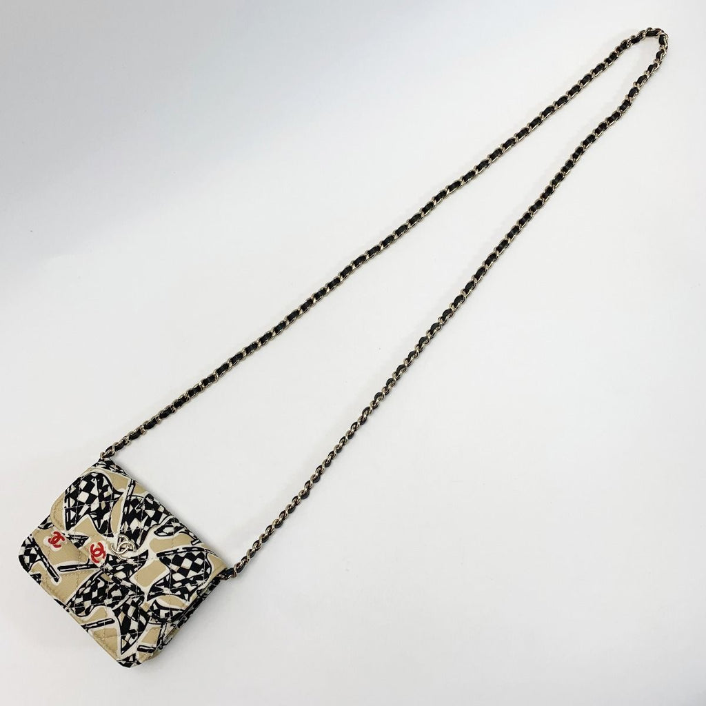 Chanel Accessory Pouch Black Gold Checkered Flag — view 4