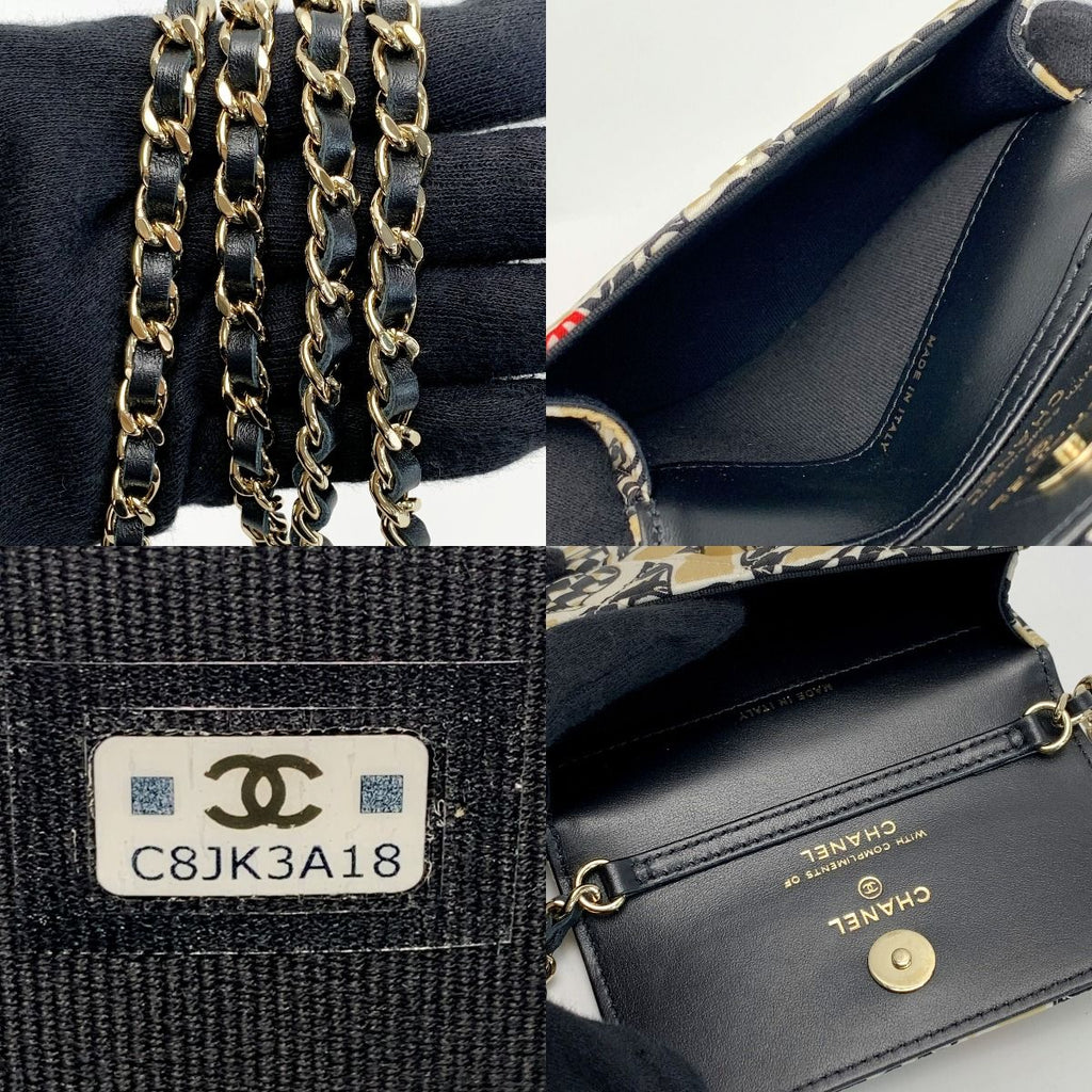 Chanel Accessory Pouch Black Gold Checkered Flag — view 8