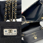Chanel Accessory Pouch Black Gold Checkered Flag — view 8