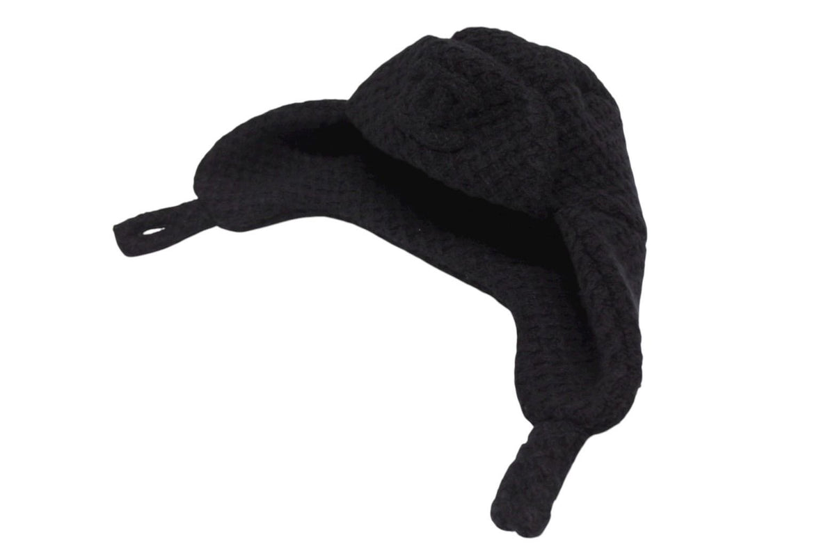Chanel Chapka Hat Trapper Hat CC Logo Cashmere Silk Black — view 4