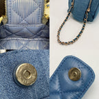 Chanel Coco Mark Quilted Denim Pouch Ap3702 Blue Chain Handbag — view 5