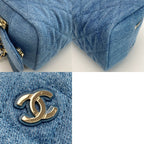 Chanel Coco Mark Quilted Denim Pouch Ap3702 Blue Chain Handbag — view 6