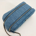 Chanel Coco Mark Quilted Denim Pouch Ap3702 Blue Chain Handbag — view 3
