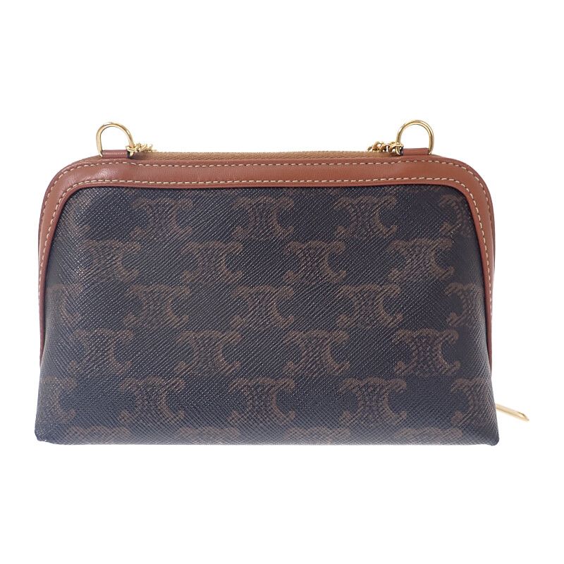Celine Chain Clutch Cuil Triomphe Small 10 E382 egk.14 ml Shoulder Bag Brown — view 5
