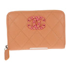 Chanel Zip Coin Purse Ap3716 ns838 Bifold Wallet Caviar Leather Calf Orange — view 2