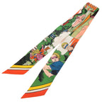 Hermes Twilly WOW American Comic Style Orange Veil Jeanne Silk Scarf 1302 — view 2