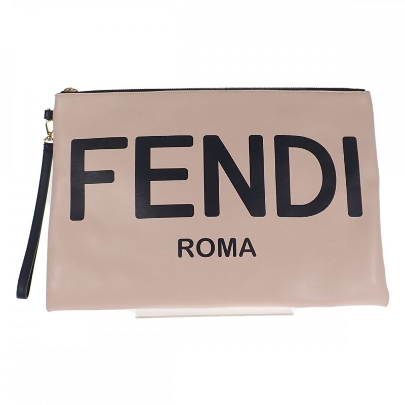 Fendi Flat Pouch Large 8 N0178 Aehr Clutch Bag Calf Pink Men — view 3