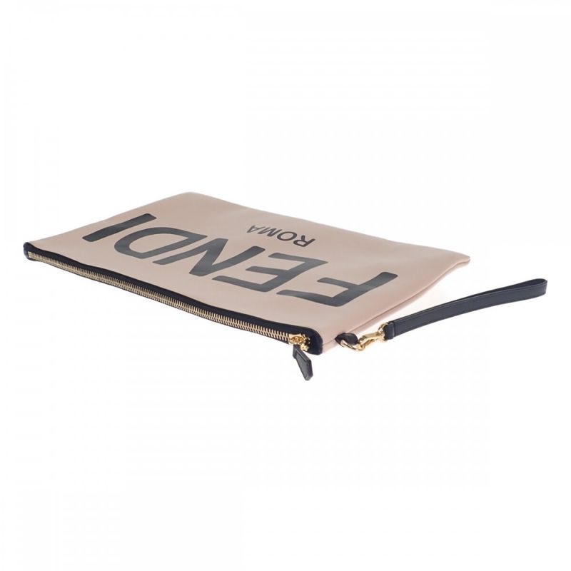 Fendi Flat Pouch Large 8 N0178 Aehr Clutch Bag Calf Pink Men — view 4