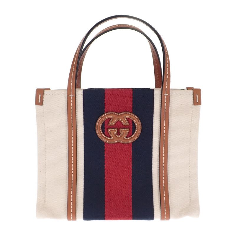 Gucci Interlocking G Mini Tote Bag 2-Way Shoulder Canvas Leather — view 2