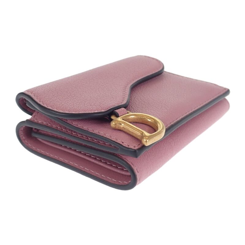 Christian Dior Saddle Compact Wallet S5653 Cceh Trifold Goatskin Lavender — view 4