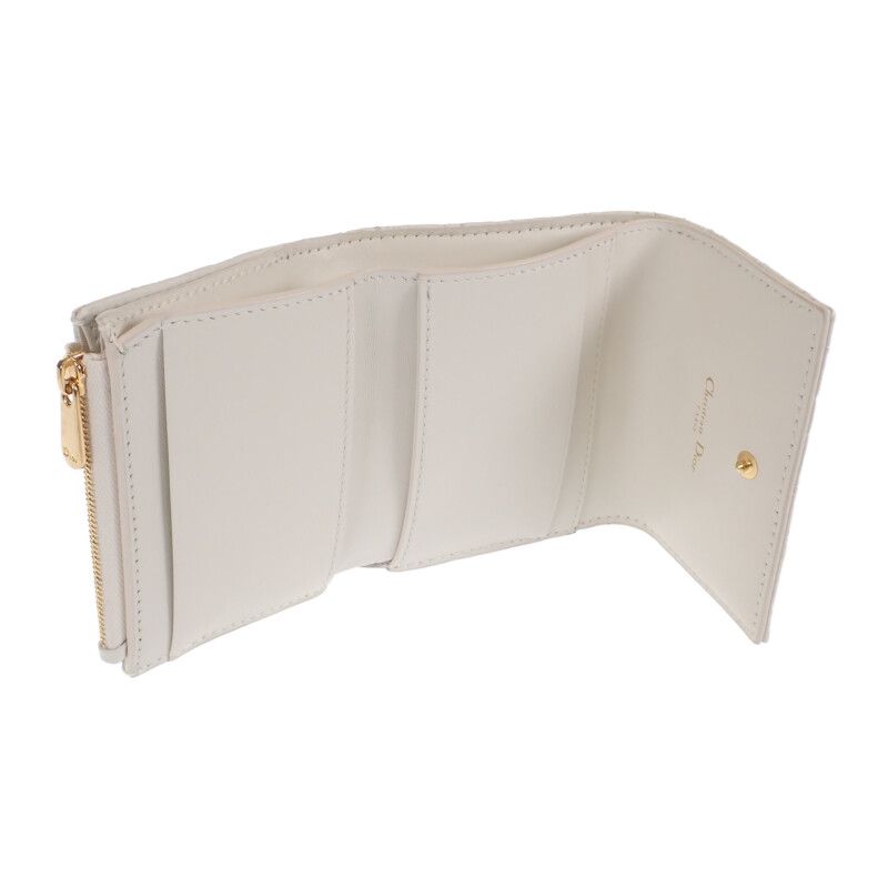 Christian Dior Caro Hibiscus Wallet S5175 Unid m030 Trifold Calf White — view 6
