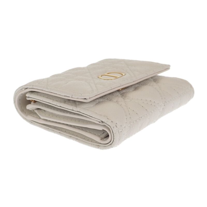 Christian Dior Caro Hibiscus Wallet S5175 Unid m030 Trifold Calf White — view 4