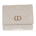 Christian Dior Caro Hibiscus Wallet S5175 Unid m030 Trifold Calf White — view 2