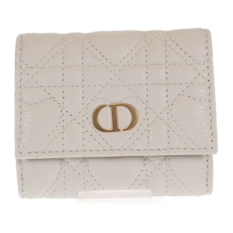 Christian Dior Caro Hibiscus Wallet S5175 Unid m030 Trifold Calf White — view 2