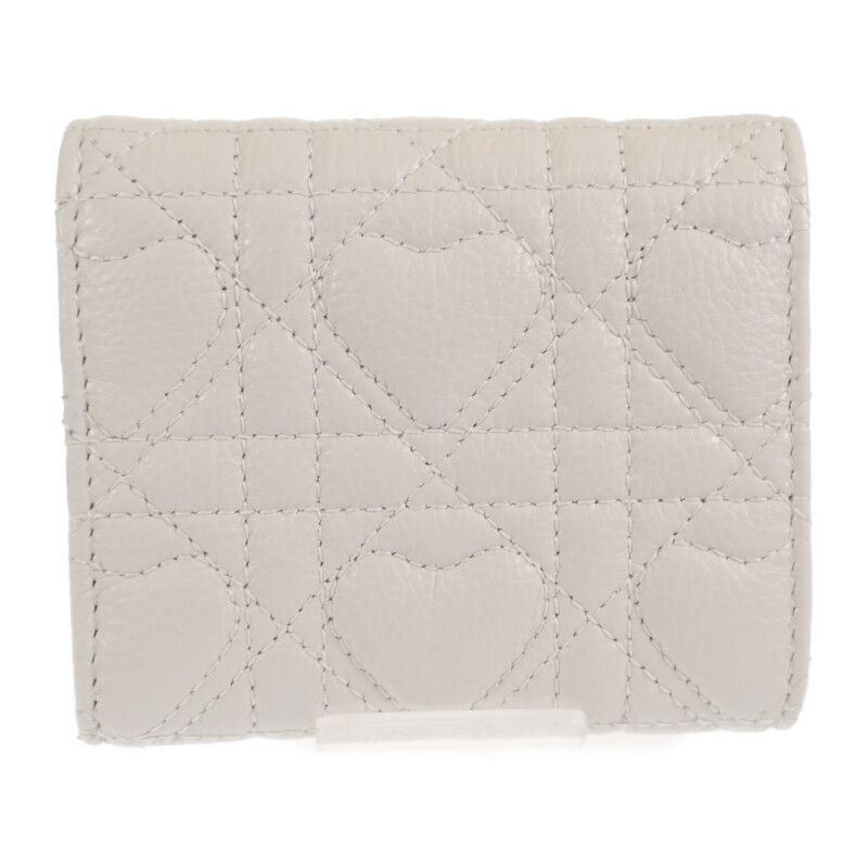 Christian Dior Caro Hibiscus Wallet S5175 Unid m030 Trifold Calf White — view 3