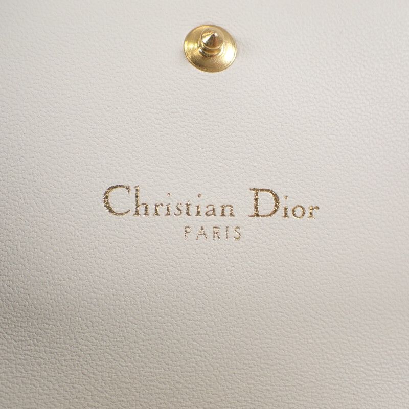 Christian Dior Caro Hibiscus Wallet S5175 Unid m030 Trifold Calf White — view 7