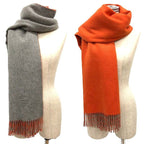 Hermes Cashmere Shawl Scarf Reversible Gray and Orange — view 2