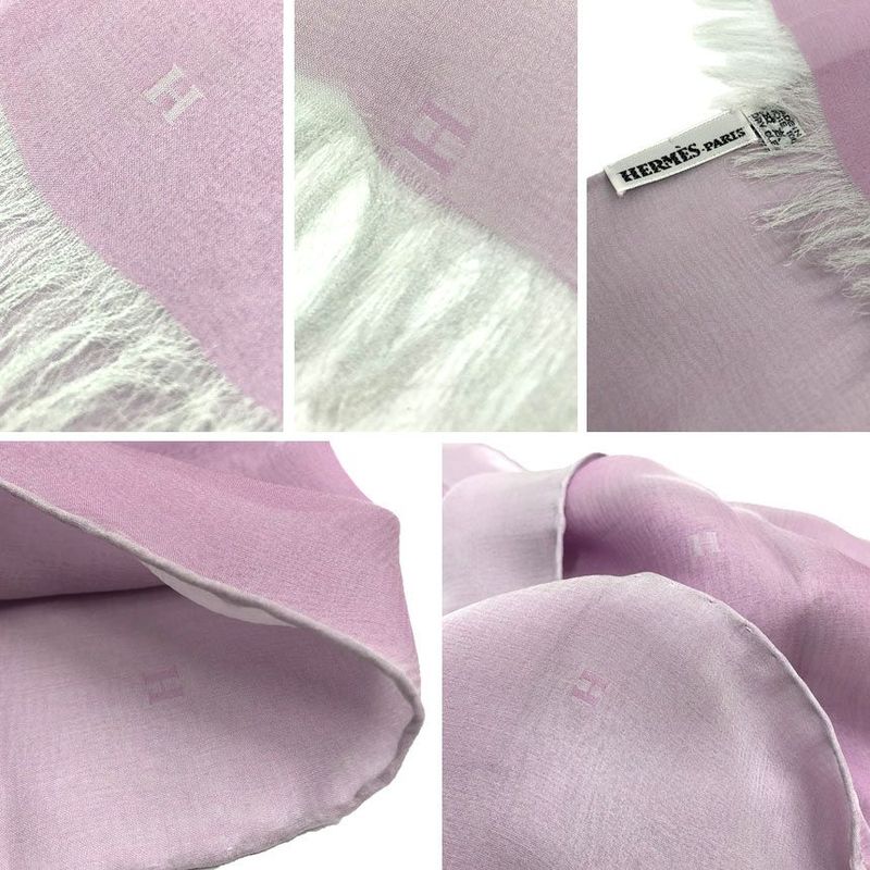 Hermes Margiela Period Shawl Purple Bi-Color H Logo Silk — view 3