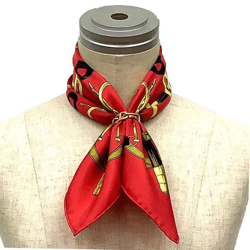 Hermes Carre 45 Scarf Eperon D'or Golden Spur Red — view 2