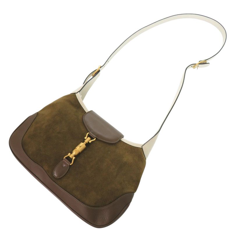 Gucci Vault Vintage Jackie Suede Leather Brown Khaki Shoulder Bag 1220 — view 6