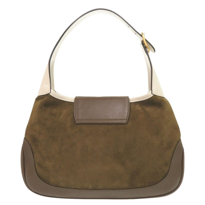 Gucci Vault Vintage Jackie Suede Leather Brown Khaki Shoulder Bag 1220 — view 3